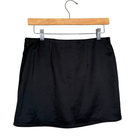Abercrombie & Fitch Satin Mini Skirt Black Slit Skirt Y2K Clueless Style | Small - Picture 3 of 8